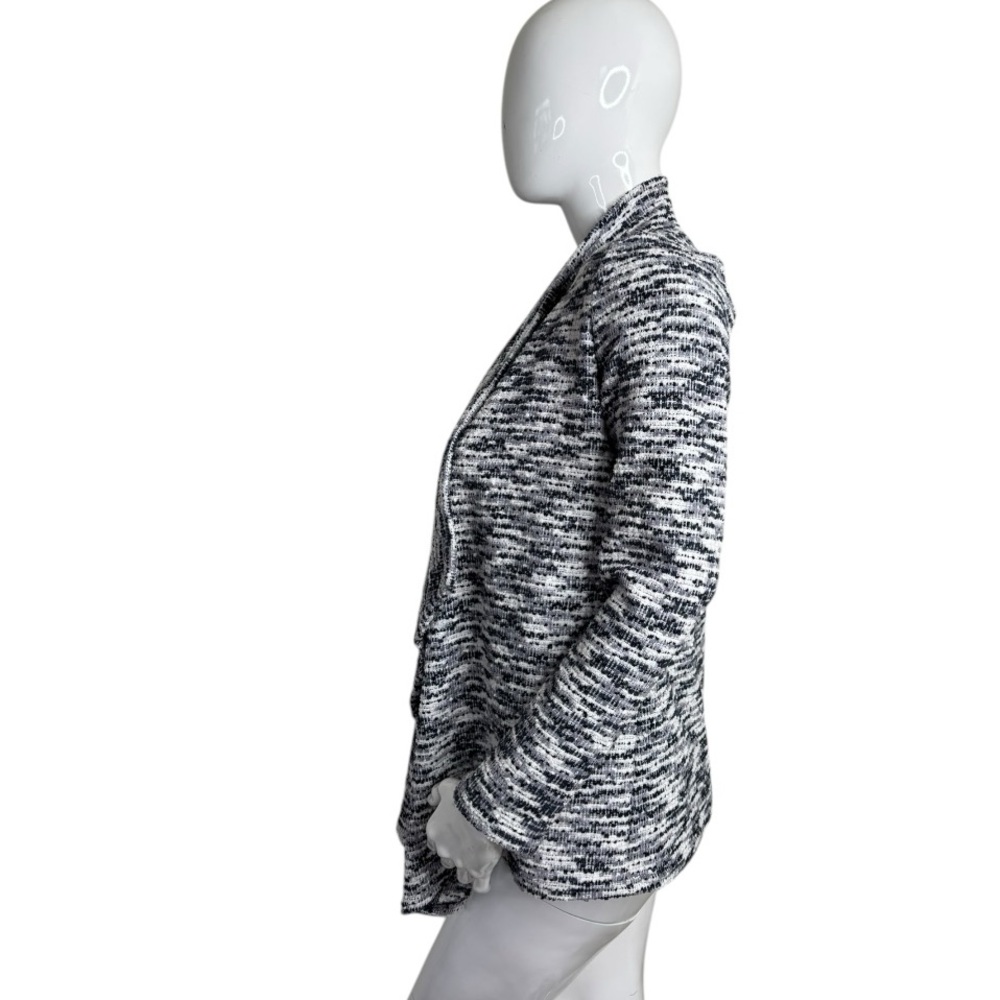 Vince Camuto Navy grey White Waterfall draped Front Long Sleeve jacket Sweater S - Picture 9 of 15